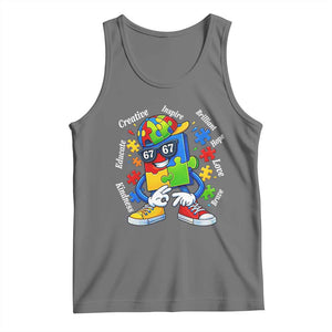 Funny 67 Autism Awareness Tank Top Six Seven Puzzle Meme Creative Brilliant Hope Love Kindness TS11 Black Heather Print Your Wear