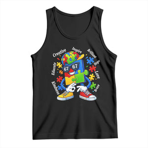 Funny 67 Autism Awareness Tank Top Six Seven Puzzle Meme Creative Brilliant Hope Love Kindness TS11 Black Print Your Wear