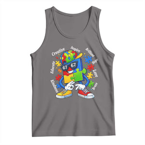 Funny 67 Autism Awareness Tank Top Six Seven Puzzle Meme Creative Brilliant Hope Love Kindness TS11 Deep Heather Print Your Wear