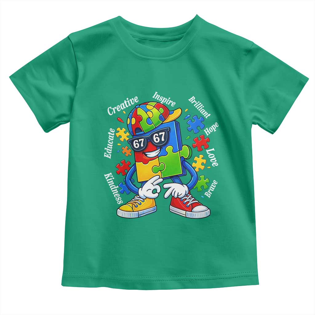 Funny 67 Autism Awareness Toddler T Shirt Six Seven Puzzle Meme Creative Brilliant Hope Love Kindness TS11 Irish Green Print Your Wear