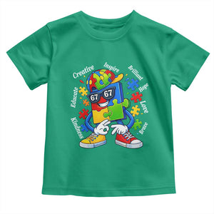 Funny 67 Autism Awareness Toddler T Shirt Six Seven Puzzle Meme Creative Brilliant Hope Love Kindness TS11 Irish Green Print Your Wear
