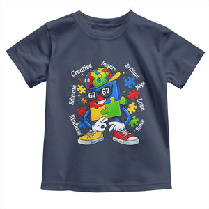 Funny 67 Autism Awareness Toddler T Shirt Six Seven Puzzle Meme Creative Brilliant Hope Love Kindness TS11 Navy Print Your Wear