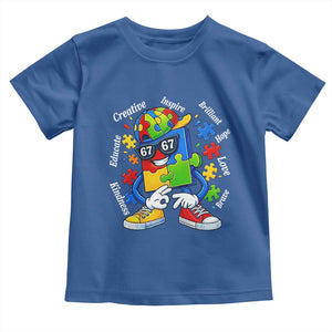 Funny 67 Autism Awareness Toddler T Shirt Six Seven Puzzle Meme Creative Brilliant Hope Love Kindness TS11 Royal Blue Print Your Wear