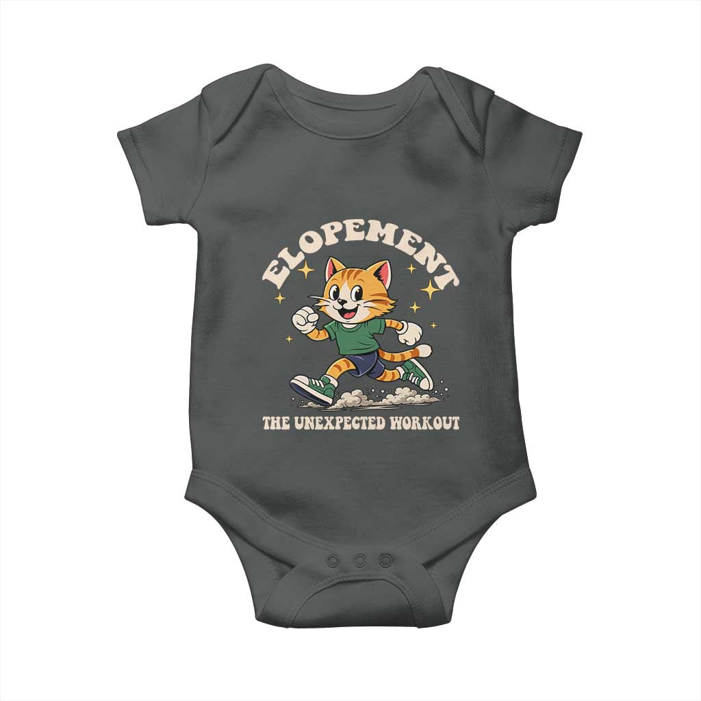 Elopement The Unexpected Workout Baby Onesie Autism Neurodiversity Cat TS11 Dark Heather Print Your Wear
