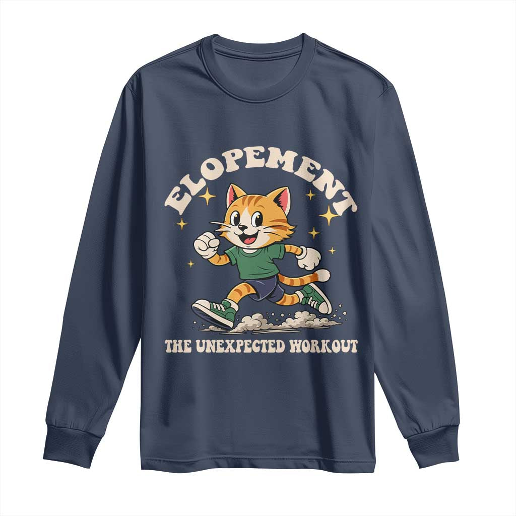Elopement The Unexpected Workout Long Sleeve Shirt Autism Neurodiversity Cat TS11 Navy Print Your Wear