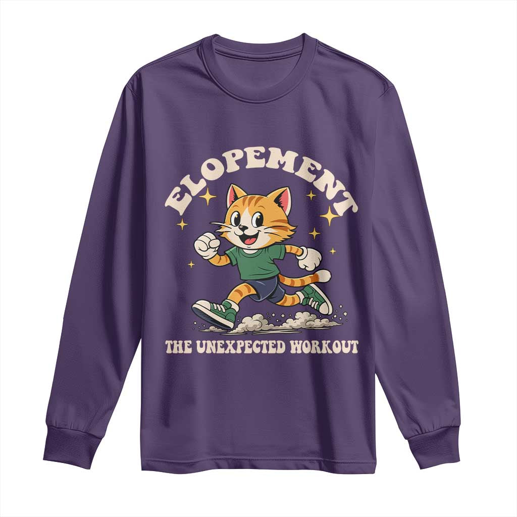 Elopement The Unexpected Workout Long Sleeve Shirt Autism Neurodiversity Cat TS11 Purple Print Your Wear