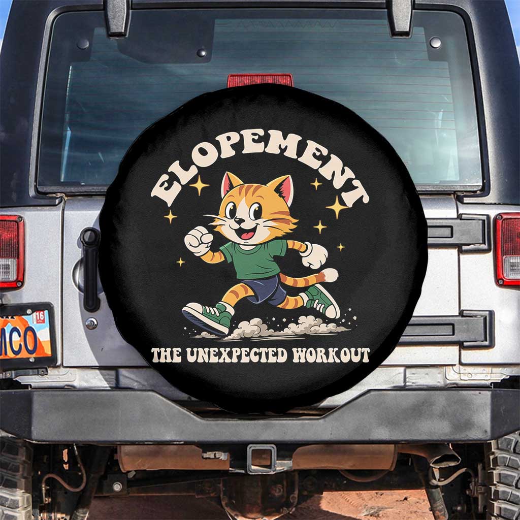 Elopement The Unexpected Workout Spare Tire Cover Autism Neurodiversity Cat TS11 No hole Black Print Your Wear