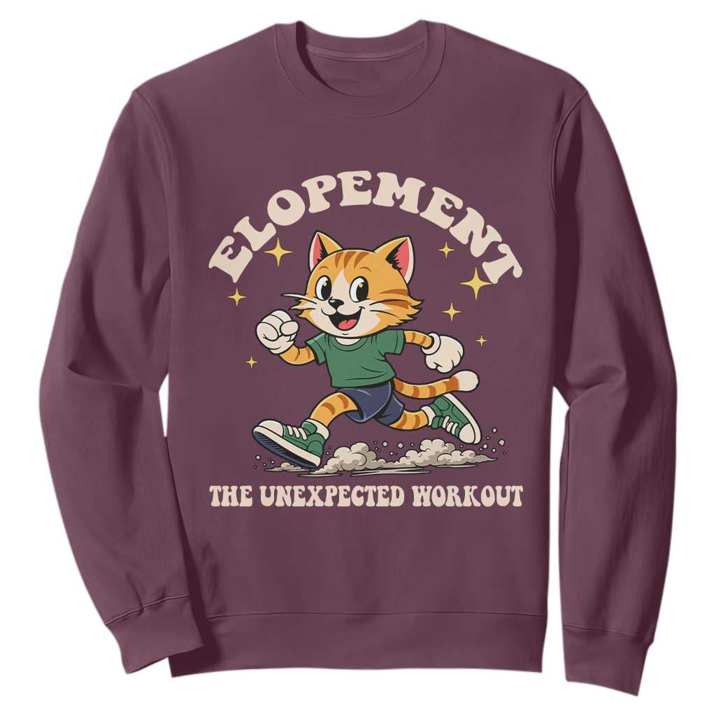 Elopement The Unexpected Workout Sweatshirt Autism Neurodiversity Cat TS11 Maroon Print Your Wear