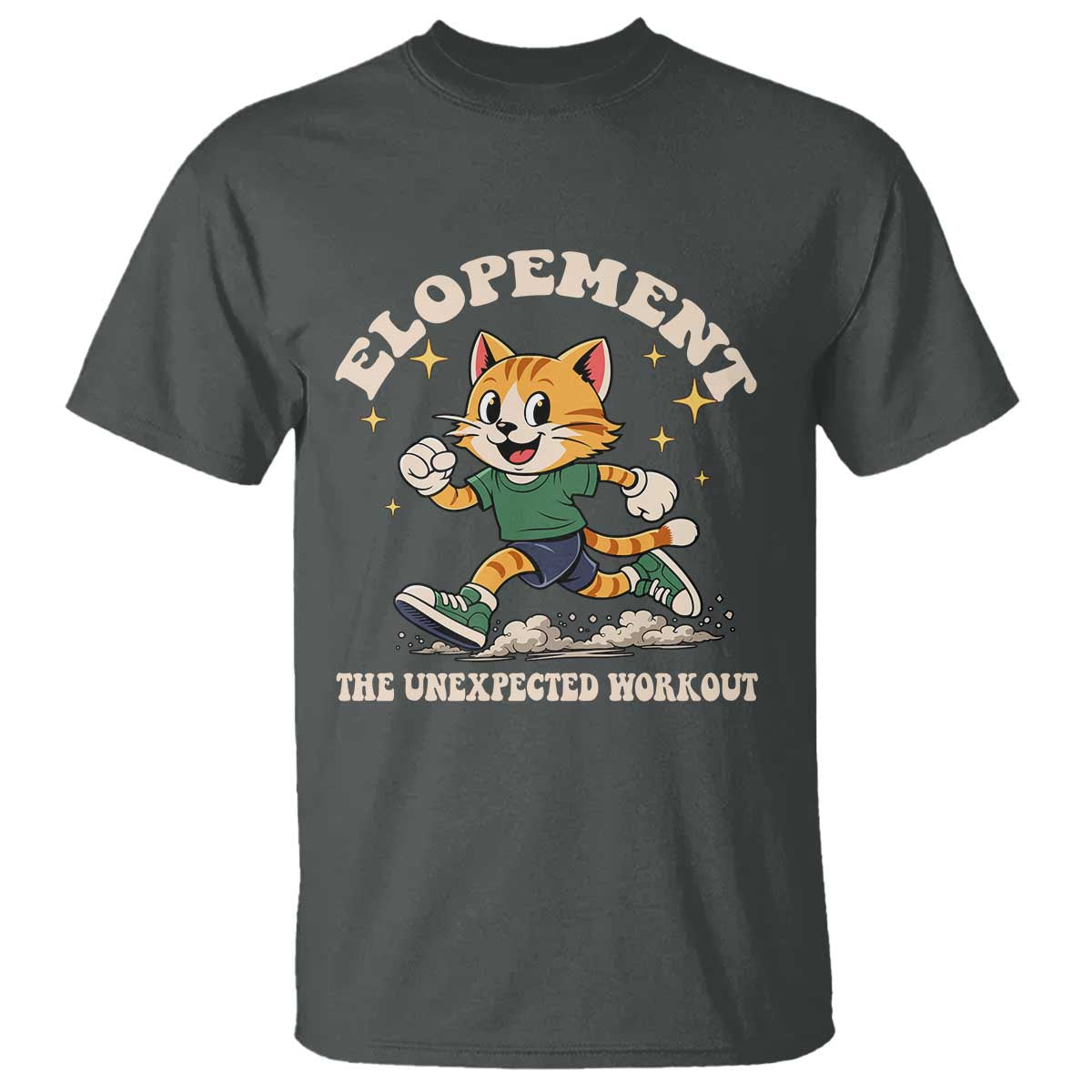 Elopement The Unexpected Workout T Shirt Autism Neurodiversity Cat TS11 Dark Heather Print Your Wear