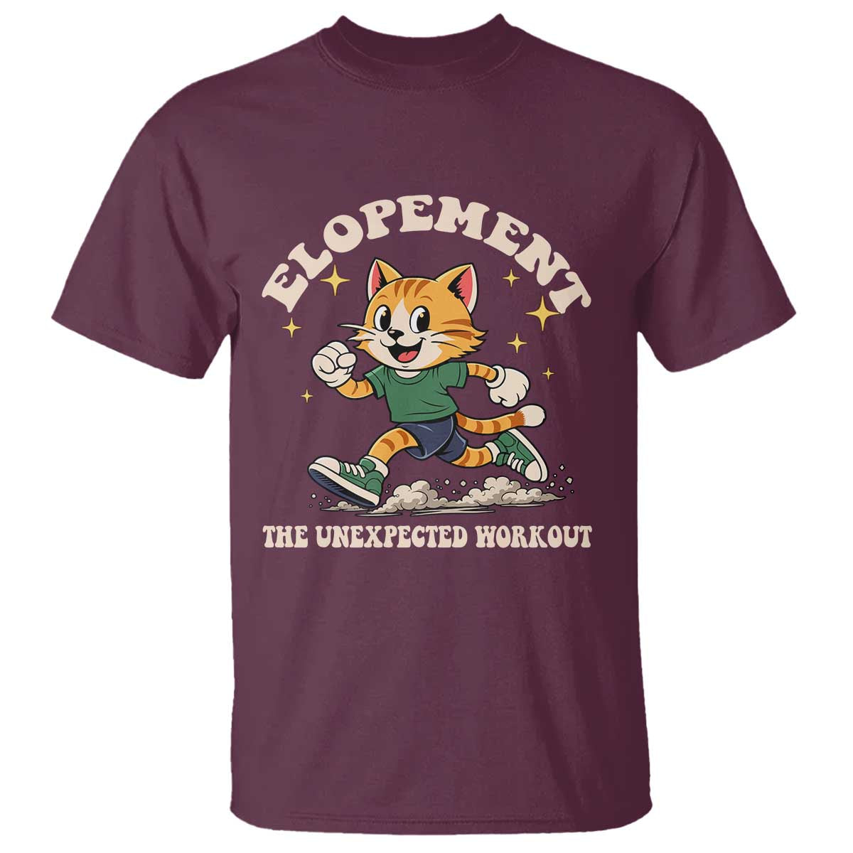 Elopement The Unexpected Workout T Shirt Autism Neurodiversity Cat TS11 Maroon Print Your Wear
