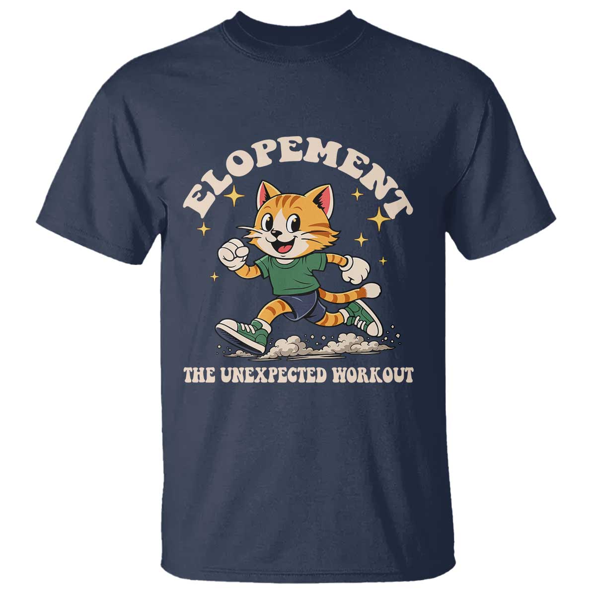 Elopement The Unexpected Workout T Shirt Autism Neurodiversity Cat TS11 Navy Print Your Wear