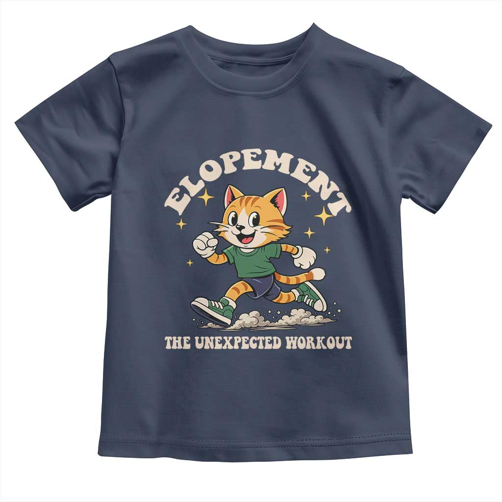 Elopement The Unexpected Workout Toddler T Shirt Autism Neurodiversity Cat TS11 Navy Print Your Wear