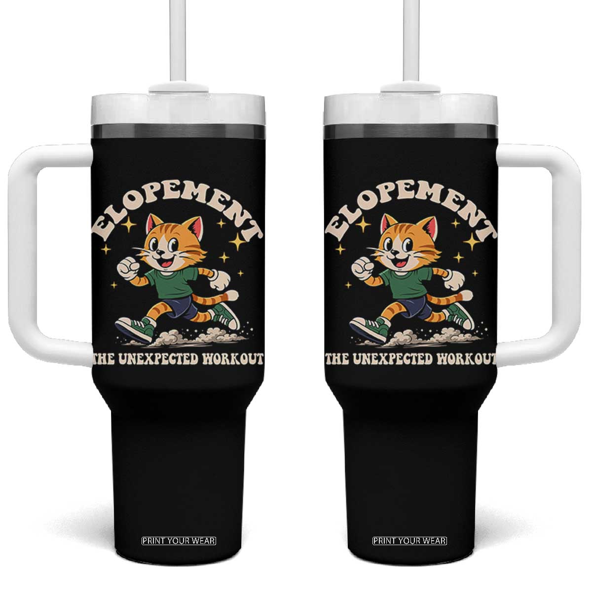 Elopement The Unexpected Workout Tumbler With Handle Autism Neurodiversity Cat TS11 One Size: 40 oz Black Print Your Wear