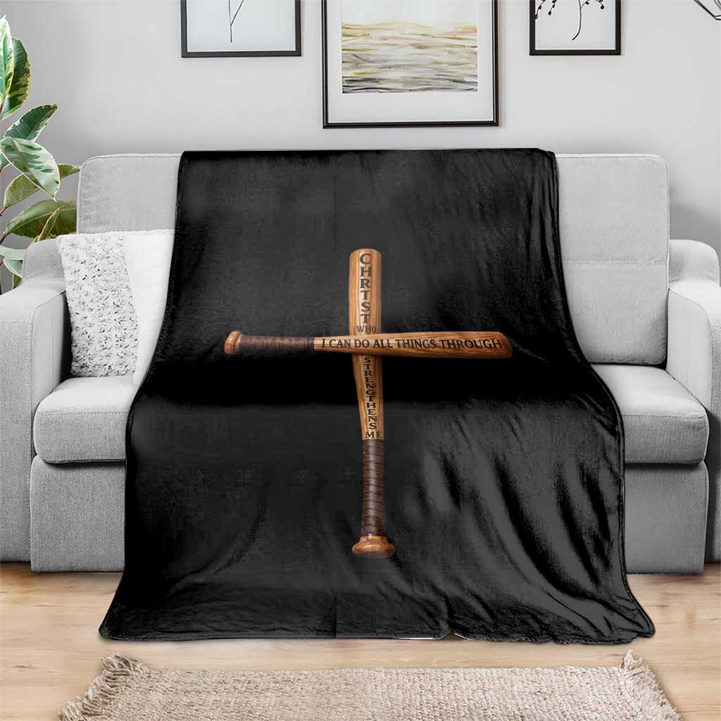 Christian Baseball Throw Blanket I Can Do All Things Through Christ Who Strengthens Me TS11 Print Your Wear