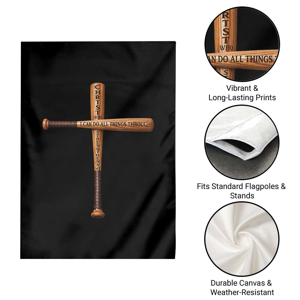 Christian Baseball Garden Flag I Can Do All Things Through Christ Who Strengthens Me TS11 Print Your Wear