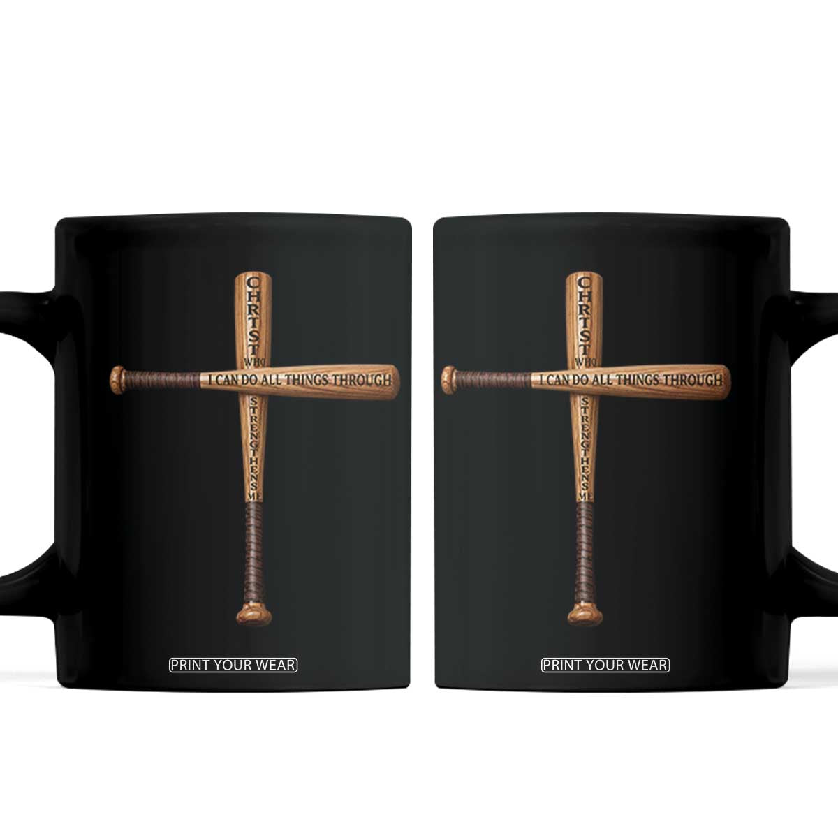 Christian Baseball Coffee Mug I Can Do All Things Through Christ Who Strengthens Me TS11 Black Print Your Wear