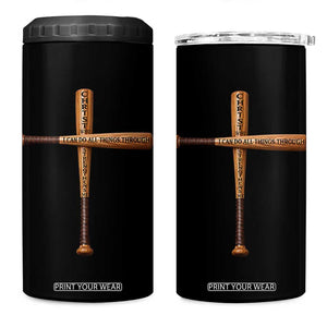 Christian Baseball 4 in 1 Can Cooler Tumbler I Can Do All Things Through Christ Who Strengthens Me TS11 One Size: 16 oz Black Print Your Wear