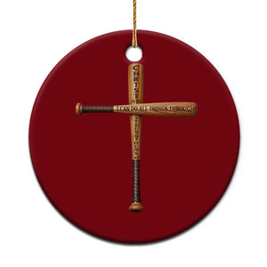 Christian Baseball Ceramic Ornament I Can Do All Things Through Christ Who Strengthens Me TS11 1pc Red Print Your Wear