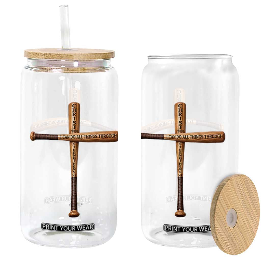 Christian Baseball Glass Can I Can Do All Things Through Christ Who Strengthens Me TS11 Print Your Wear