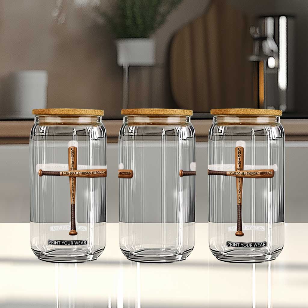Christian Baseball Glass Can I Can Do All Things Through Christ Who Strengthens Me TS11 Print Your Wear
