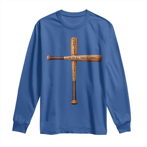 Christian Baseball Long Sleeve Shirt I Can Do All Things Through Christ Who Strengthens Me TS11 Royal Blue Print Your Wear