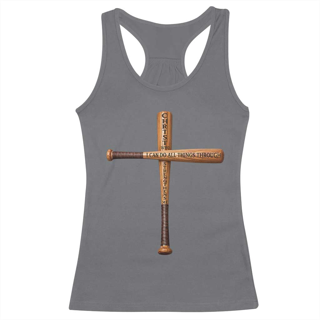 Christian Baseball Racerback Tank Top I Can Do All Things Through Christ Who Strengthens Me TS11 Charcoal Print Your Wear