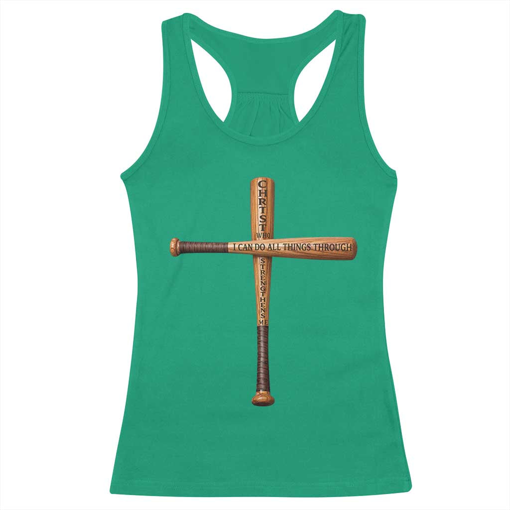 Christian Baseball Racerback Tank Top I Can Do All Things Through Christ Who Strengthens Me TS11 Irish Green Print Your Wear