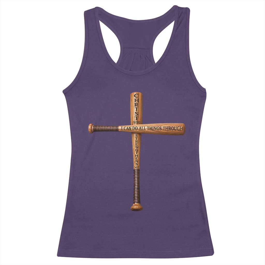 Christian Baseball Racerback Tank Top I Can Do All Things Through Christ Who Strengthens Me TS11 Purple Print Your Wear