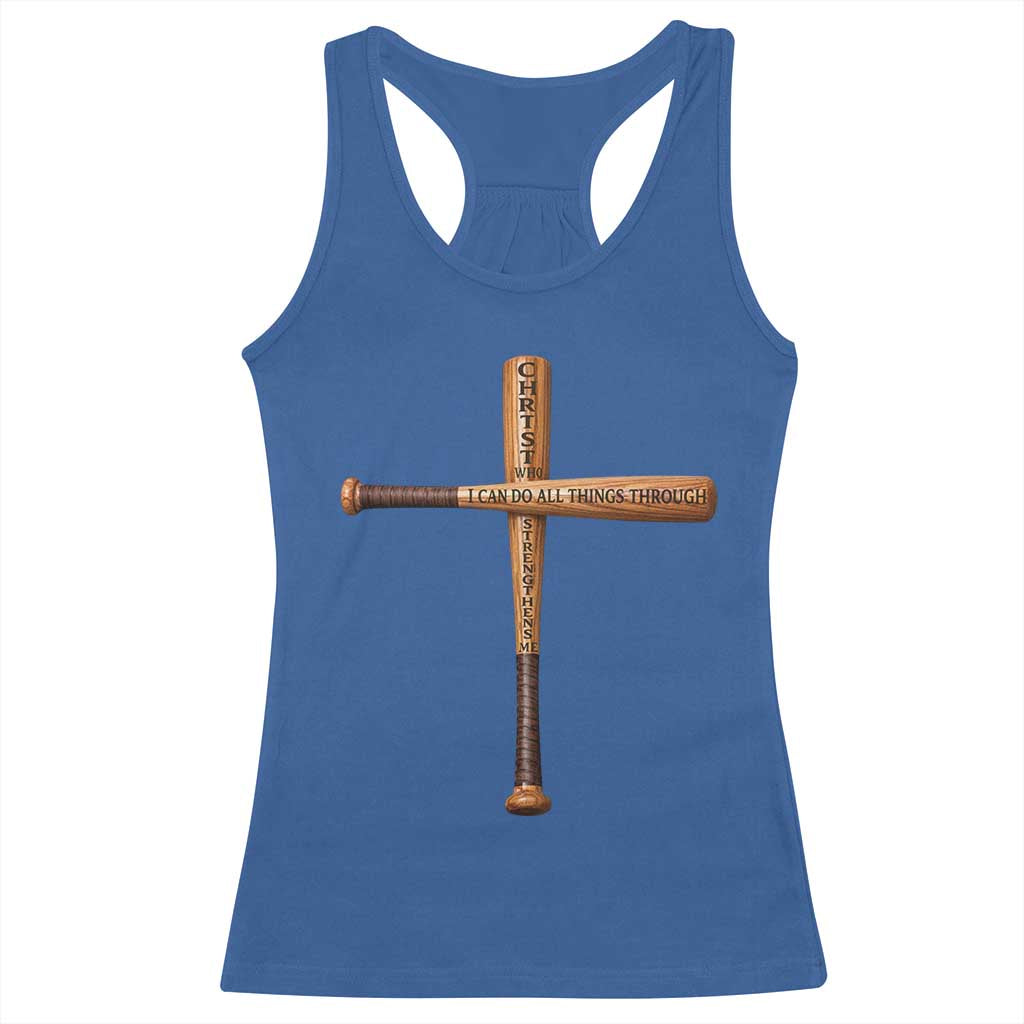 Christian Baseball Racerback Tank Top I Can Do All Things Through Christ Who Strengthens Me TS11 Royal Blue Print Your Wear