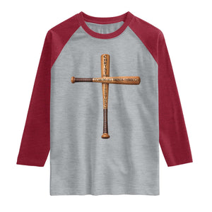 Christian Baseball Raglan Shirt I Can Do All Things Through Christ Who Strengthens Me TS11 Heather Gray Heather Red Print Your Wear