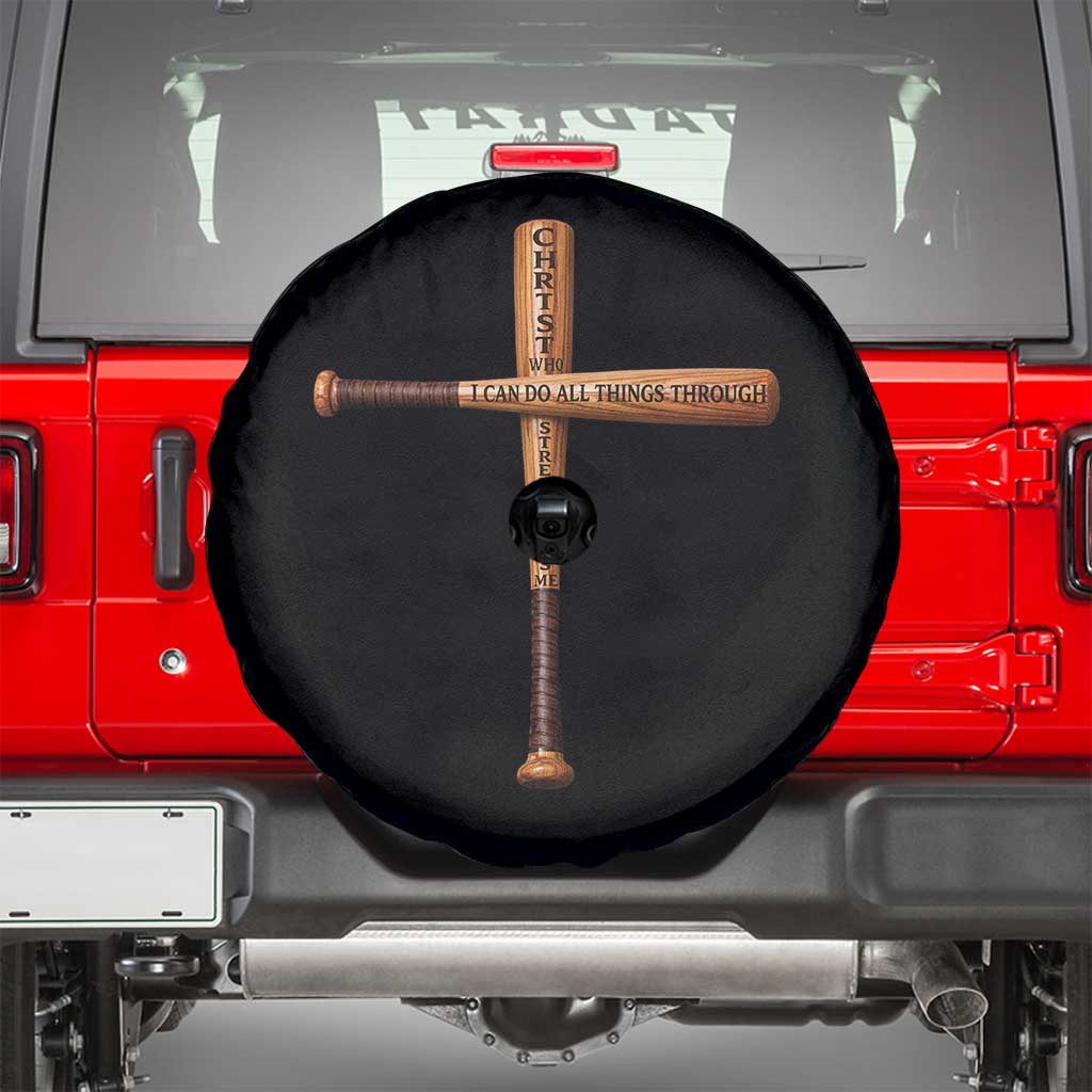 Christian Baseball Spare Tire Cover I Can Do All Things Through Christ Who Strengthens Me TS11 Black Print Your Wear