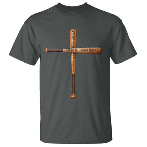 Christian Baseball T Shirt I Can Do All Things Through Christ Who Strengthens Me TS11 Dark Heather Print Your Wear