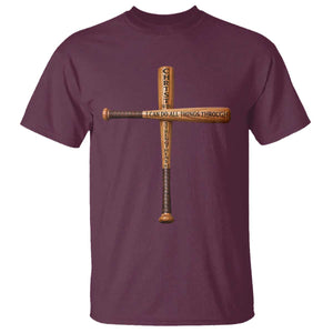 Christian Baseball T Shirt I Can Do All Things Through Christ Who Strengthens Me TS11 Maroon Print Your Wear