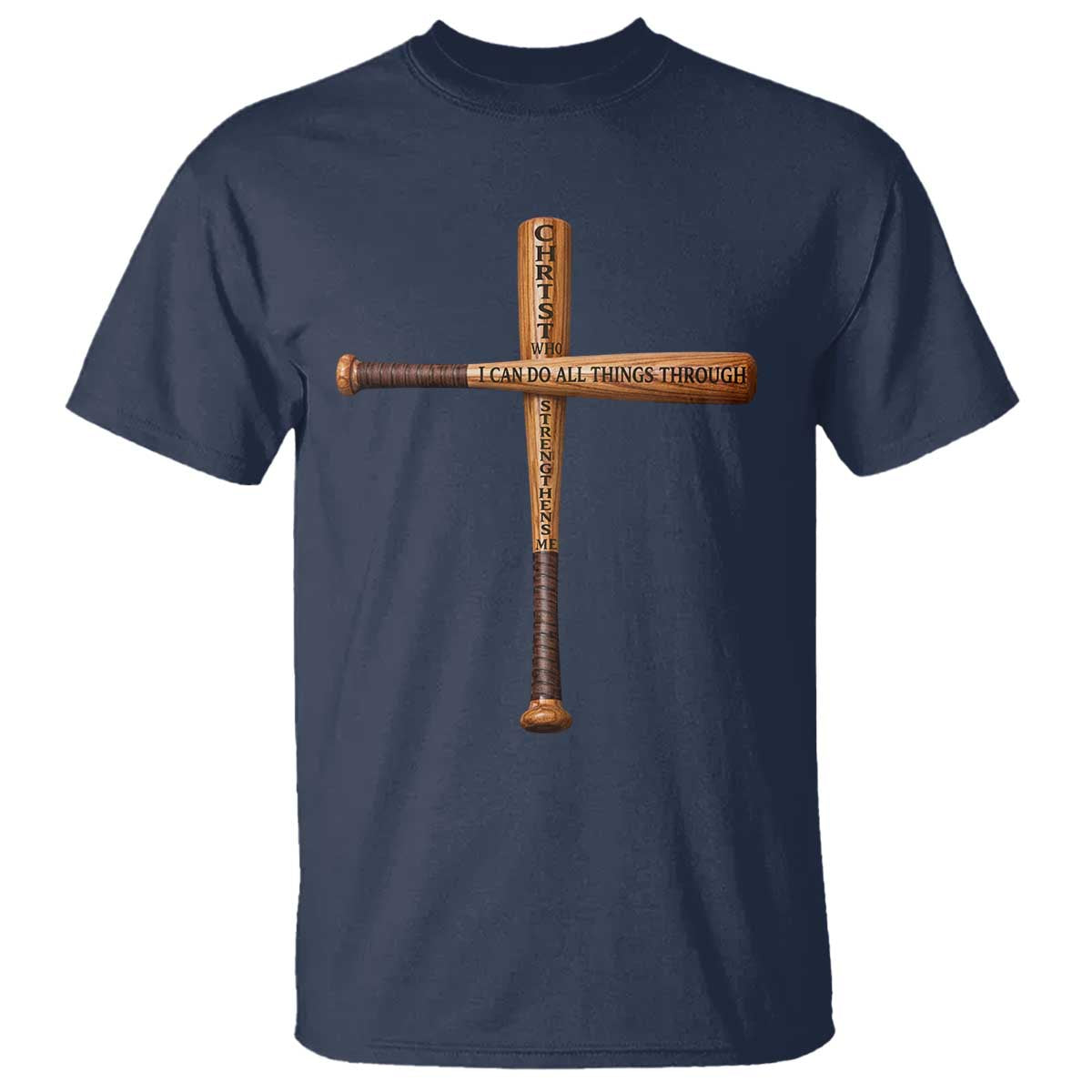 Christian Baseball T Shirt I Can Do All Things Through Christ Who Strengthens Me TS11 Navy Print Your Wear