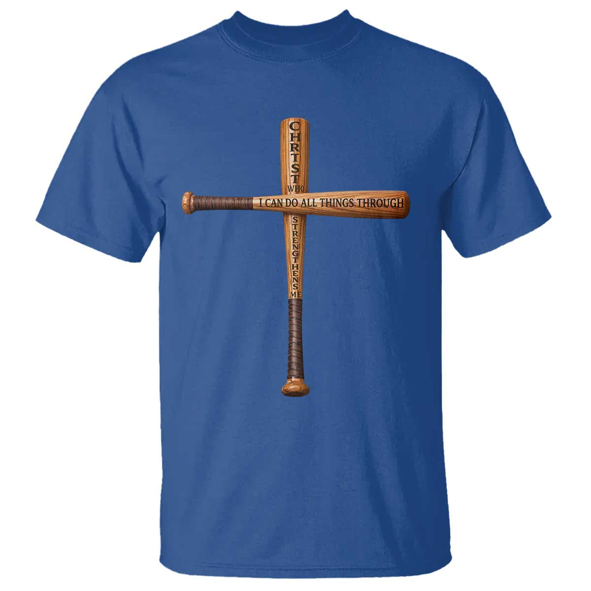 Christian Baseball T Shirt I Can Do All Things Through Christ Who Strengthens Me TS11 Royal Blue Print Your Wear