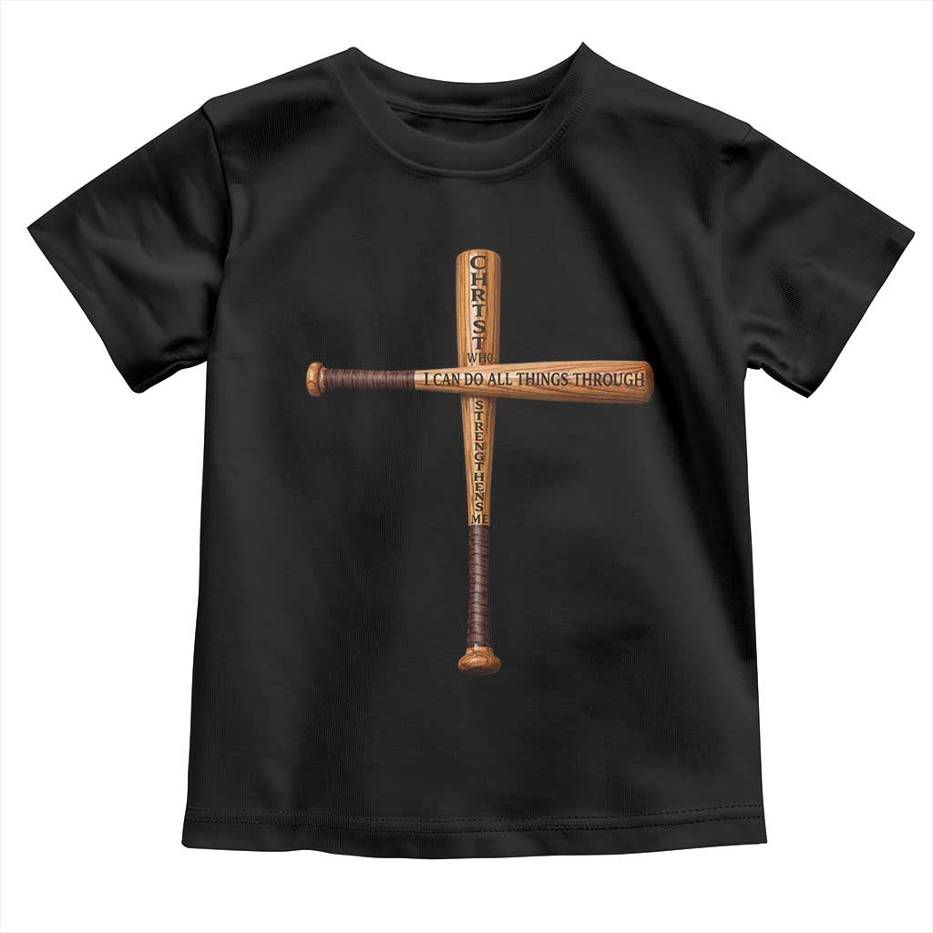 Christian Baseball Toddler T Shirt I Can Do All Things Through Christ Who Strengthens Me TS11 Black Print Your Wear