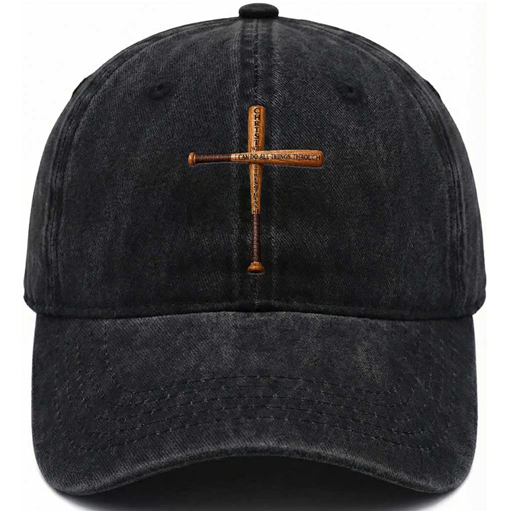 Christian Baseball Washed Cotton Baseball Cap I Can Do All Things Through Christ Who Strengthens Me TS11 Print Your Wear