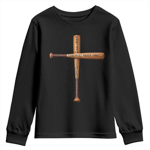 Christian Baseball Youth Sweatshirt I Can Do All Things Through Christ Who Strengthens Me TS11 Black Print Your Wear