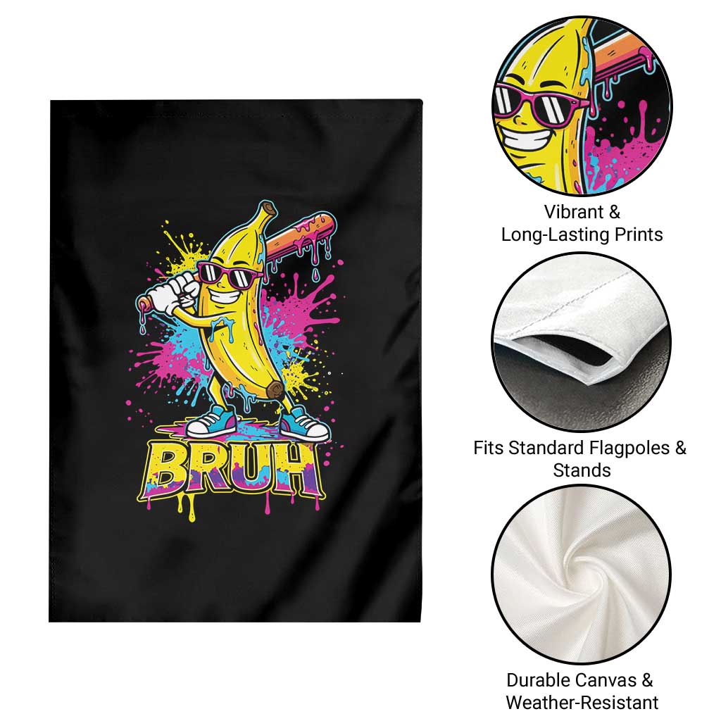 Funny Bruh Banana Baseball Drip Ice Cream Sports Splatter Garden Flag TS11 Print Your Wear