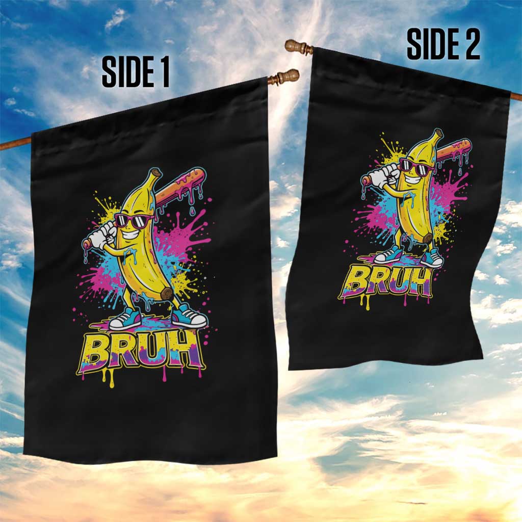 Funny Bruh Banana Baseball Drip Ice Cream Sports Splatter Garden Flag TS11 Print Your Wear