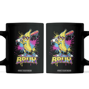 Funny Bruh Banana Baseball Drip Ice Cream Sports Splatter Coffee Mug TS11 Black Print Your Wear