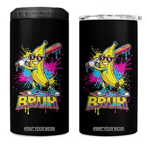 Funny Bruh Banana Baseball Drip Ice Cream Sports Splatter 4 in 1 Can Cooler Tumbler TS11 One Size: 16 oz Black Print Your Wear