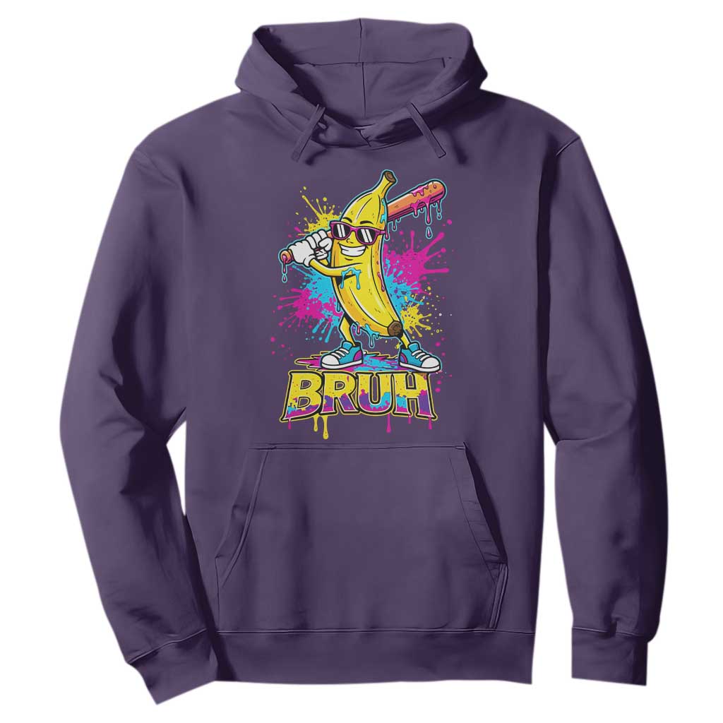 Funny Bruh Banana Baseball Drip Ice Cream Sports Splatter Hoodie TS11 Purple Print Your Wear