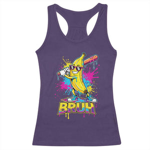 Funny Bruh Banana Baseball Drip Ice Cream Sports Splatter Racerback Tank Top TS11 Purple Print Your Wear