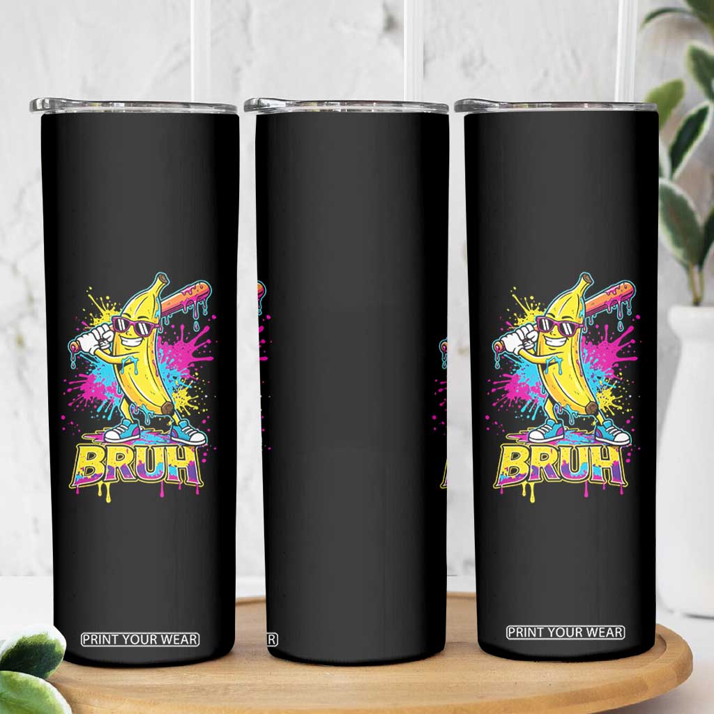Funny Bruh Banana Baseball Drip Ice Cream Sports Splatter Skinny Tumbler TS11 Print Your Wear