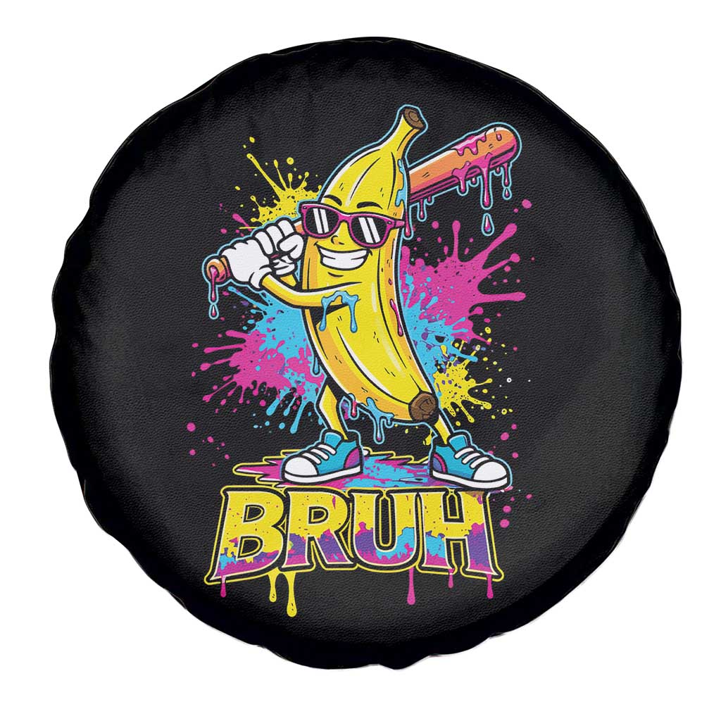 Funny Bruh Banana Baseball Drip Ice Cream Sports Splatter Spare Tire Cover TS11 Print Your Wear