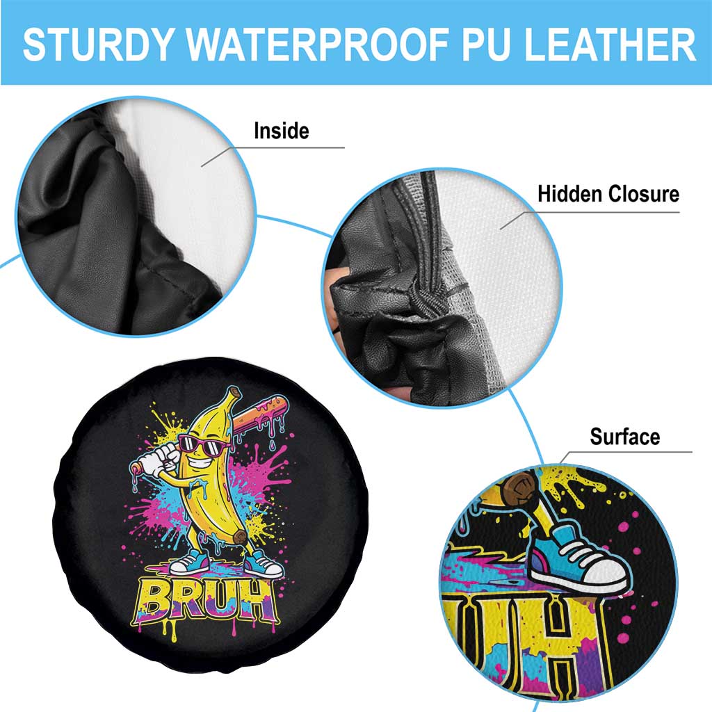 Funny Bruh Banana Baseball Drip Ice Cream Sports Splatter Spare Tire Cover TS11 Print Your Wear