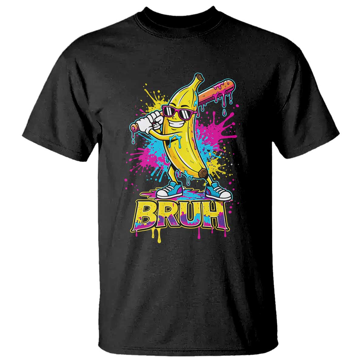 Funny Bruh Banana Baseball Drip Ice Cream Sports Splatter T Shirt TS11 Black Print Your Wear