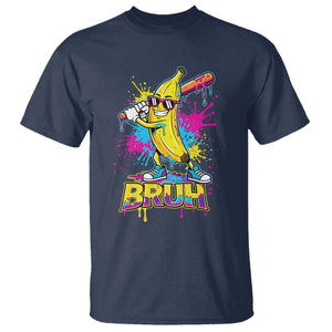 Funny Bruh Banana Baseball Drip Ice Cream Sports Splatter T Shirt TS11 Navy Print Your Wear