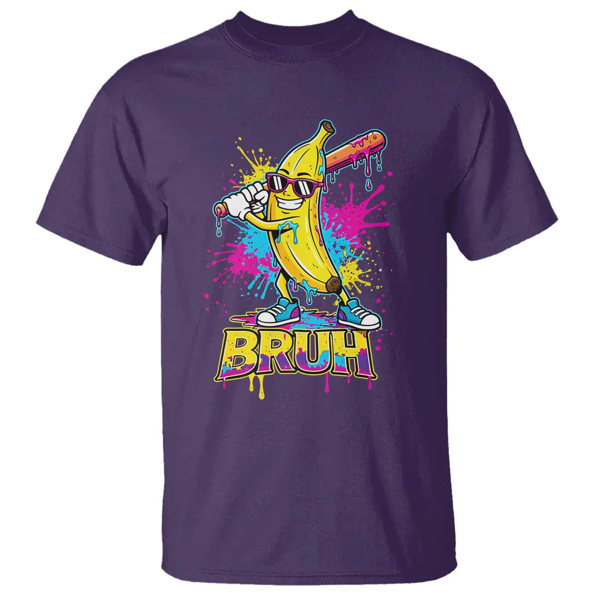 Funny Bruh Banana Baseball Drip Ice Cream Sports Splatter T Shirt TS11 Purple Print Your Wear